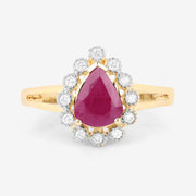Bids.com 1.31 Carat Genuine Ruby and White Diamond 10K Yellow Gold Ring Rings White Smoke size 5.00,size 6.00,size 7.00,size 8.00,size 9.00