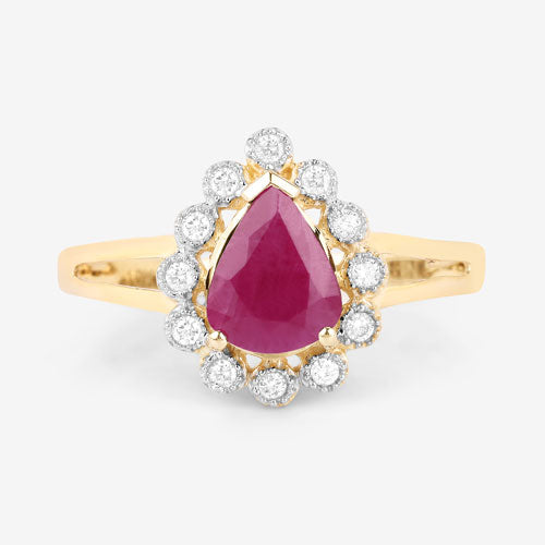 Bids.com 1.31 Carat Genuine Ruby and White Diamond 10K Yellow Gold Ring Rings White Smoke size 5.00,size 6.00,size 7.00,size 8.00,size 9.00