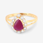 Bids.com 1.31 Carat Genuine Ruby and White Diamond 10K Yellow Gold Ring Rings White Smoke size 5.00,size 6.00,size 7.00,size 8.00,size 9.00