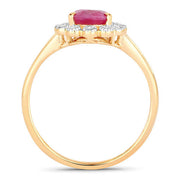 Bids.com 1.31 Carat Genuine Ruby and White Diamond 10K Yellow Gold Ring Rings White Smoke size 5.00,size 6.00,size 7.00,size 8.00,size 9.00