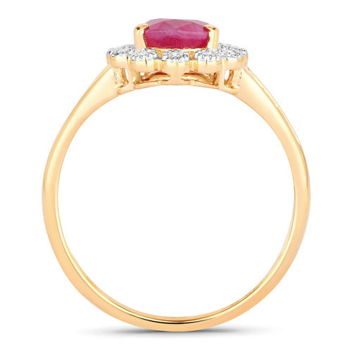 Bids.com 1.31 Carat Genuine Ruby and White Diamond 10K Yellow Gold Ring Rings White Smoke size 5.00,size 6.00,size 7.00,size 8.00,size 9.00