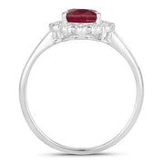 Bids.com 1.31 Carat Genuine Ruby and White Diamond 14K White Gold Ring Rings White Smoke size 6.00,size 7.00,size 8.00
