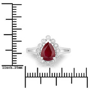 Bids.com 1.31 Carat Genuine Ruby and White Diamond 14K White Gold Ring Rings White Smoke size 6.00,size 7.00,size 8.00