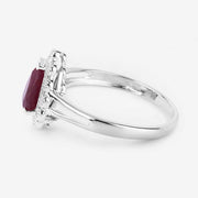Bids.com 1.31 Carat Genuine Ruby and White Diamond 14K White Gold Ring Rings White Smoke size 6.00,size 7.00,size 8.00