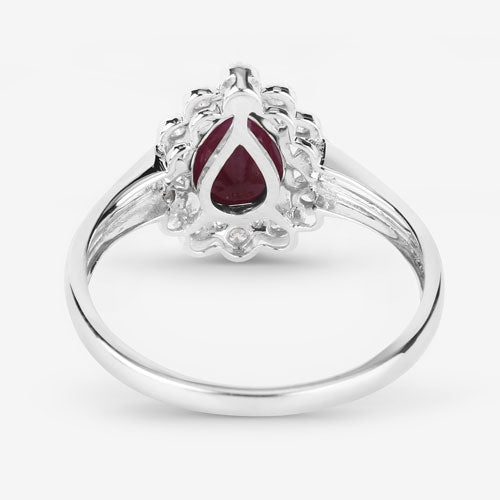 Bids.com 1.31 Carat Genuine Ruby and White Diamond 14K White Gold Ring Rings White Smoke size 6.00,size 7.00,size 8.00