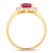 Bids.com 1.31 Carat Genuine Ruby and White Diamond 14K Yellow Gold Ring Rings White Smoke size 6.00,size 7.00,size 8.00