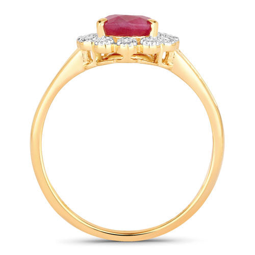 Bids.com 1.31 Carat Genuine Ruby and White Diamond 14K Yellow Gold Ring Rings White Smoke size 6.00,size 7.00,size 8.00