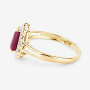 Bids.com 1.31 Carat Genuine Ruby and White Diamond 14K Yellow Gold Ring Rings White Smoke size 6.00,size 7.00,size 8.00