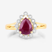 Bids.com 1.31 Carat Genuine Ruby and White Diamond 14K Yellow Gold Ring Rings White Smoke size 6.00,size 7.00,size 8.00