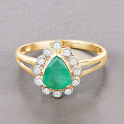 Bids.com 1.22 Carat Genuine Zambian Emerald and White Diamond 10K Yellow Gold Ring Rings Dark Gray size 5.00,size 6.00,size 7.00,size 8.00,size 9.00