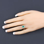 Bids.com 1.22 Carat Genuine Zambian Emerald and White Diamond 10K Yellow Gold Ring Rings Peach Puff size 5.00,size 6.00,size 7.00,size 8.00,size 9.00