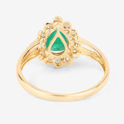 Bids.com 1.22 Carat Genuine Zambian Emerald and White Diamond 10K Yellow Gold Ring Rings White Smoke size 5.00,size 6.00,size 7.00,size 8.00,size 9.00