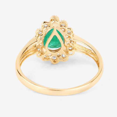 Bids.com 1.22 Carat Genuine Zambian Emerald and White Diamond 10K Yellow Gold Ring Rings White Smoke size 5.00,size 6.00,size 7.00,size 8.00,size 9.00