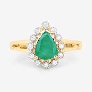 Bids.com 1.22 Carat Genuine Zambian Emerald and White Diamond 10K Yellow Gold Ring Rings White Smoke size 5.00,size 6.00,size 7.00,size 8.00,size 9.00