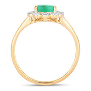 Bids.com 1.22 Carat Genuine Zambian Emerald and White Diamond 10K Yellow Gold Ring Rings White Smoke size 5.00,size 6.00,size 7.00,size 8.00,size 9.00
