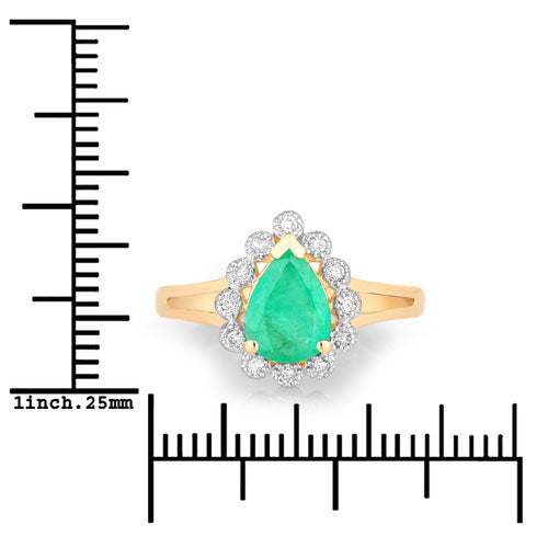 Bids.com 1.22 Carat Genuine Zambian Emerald and White Diamond 10K Yellow Gold Ring Rings White Smoke size 5.00,size 6.00,size 7.00,size 8.00,size 9.00