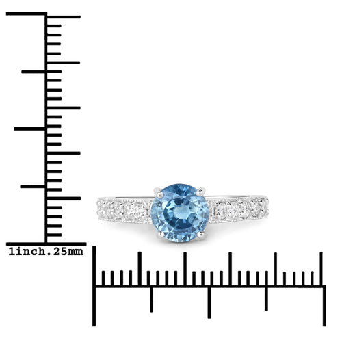 Bids.com 1.90 Carat Genuine Blue Sapphire and White Diamond 14K White Gold Ring Rings White Smoke size 7.00,size 6.00,size 8.00