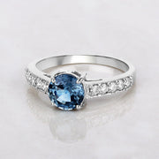 Bids.com 1.90 Carat Genuine Blue Sapphire and White Diamond 14K White Gold Ring Rings Light Gray size 7.00,size 6.00,size 8.00