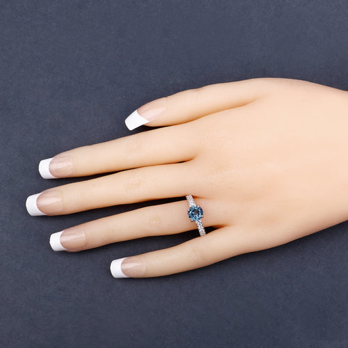 Bids.com 1.90 Carat Genuine Blue Sapphire and White Diamond 14K White Gold Ring Rings Bisque size 7.00,size 6.00,size 8.00