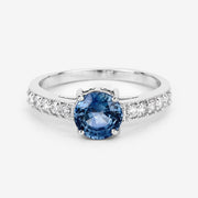 Bids.com 1.90 Carat Genuine Blue Sapphire and White Diamond 14K White Gold Ring Rings Light Gray size 7.00,size 6.00,size 8.00