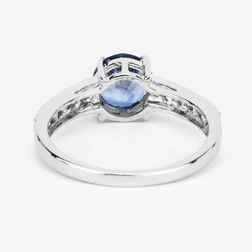 Bids.com 1.90 Carat Genuine Blue Sapphire and White Diamond 14K White Gold Ring Rings White Smoke size 7.00,size 6.00,size 8.00