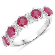 Bids.com 1.61 Carat Genuine Ruby and White Diamond 14K White Gold Ring Rings White Smoke size 6.00,size 7.00,size 8.00
