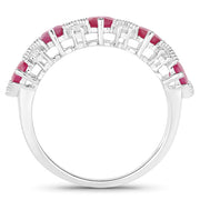 Bids.com 1.61 Carat Genuine Ruby and White Diamond 14K White Gold Ring Rings White Smoke size 6.00,size 7.00,size 8.00