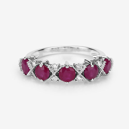 Bids.com 1.61 Carat Genuine Ruby and White Diamond 14K White Gold Ring Rings Lavender size 6.00,size 7.00,size 8.00