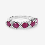 Bids.com 1.61 Carat Genuine Ruby and White Diamond 14K White Gold Ring Rings White Smoke size 6.00,size 7.00,size 8.00