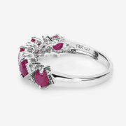 Bids.com 1.61 Carat Genuine Ruby and White Diamond 14K White Gold Ring Rings White Smoke size 6.00,size 7.00,size 8.00