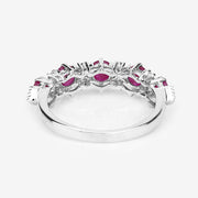 Bids.com 1.61 Carat Genuine Ruby and White Diamond 14K White Gold Ring Rings White Smoke size 6.00,size 7.00,size 8.00