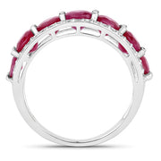 Bids.com 3.24 Carat Genuine Ruby and White Diamond 14K White Gold Ring Rings White Smoke size 7.00,size 6.00,size 8.00