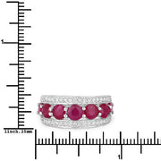 Bids.com 3.24 Carat Genuine Ruby and White Diamond 14K White Gold Ring Rings White Smoke size 7.00,size 6.00,size 8.00