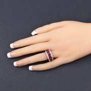 Bids.com 3.24 Carat Genuine Ruby and White Diamond 14K White Gold Ring Rings Dark Slate Gray size 7.00,size 6.00,size 8.00
