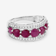 Bids.com 3.24 Carat Genuine Ruby and White Diamond 14K White Gold Ring Rings Lavender size 7.00,size 6.00,size 8.00