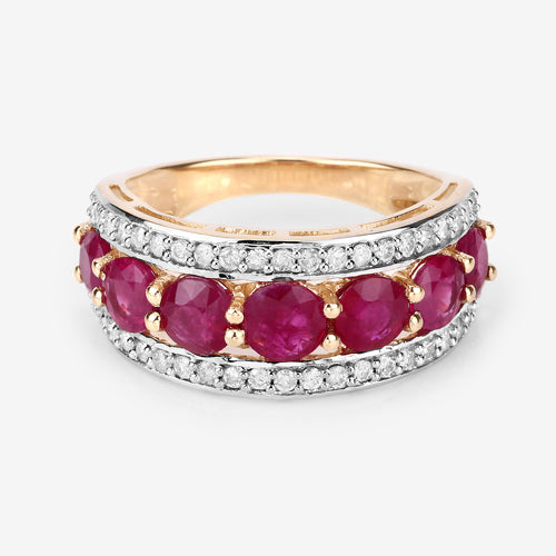 Bids.com 3.24 Carat Genuine Ruby and White Diamond 14K Yellow Gold Ring Rings Lavender size 7.00,size 6.00,size 8.00