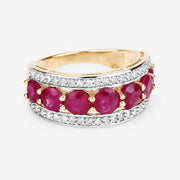 Bids.com 3.24 Carat Genuine Ruby and White Diamond 14K Yellow Gold Ring Rings White Smoke size 7.00,size 6.00,size 8.00