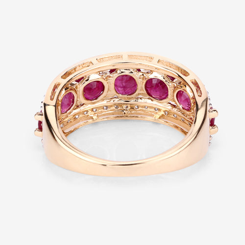 Bids.com 3.24 Carat Genuine Ruby and White Diamond 14K Yellow Gold Ring Rings White Smoke size 7.00,size 6.00,size 8.00