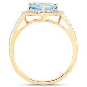 Bids.com 1.58 Carat Genuine Aquamarine and White Diamond 14K Yellow Gold Ring Rings White Smoke size 6.00,size 7.00,size 8.00