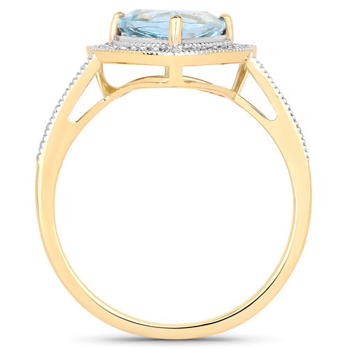 Bids.com 1.58 Carat Genuine Aquamarine and White Diamond 14K Yellow Gold Ring Rings White Smoke size 6.00,size 7.00,size 8.00