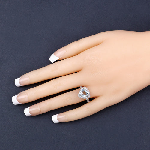 Bids.com 1.58 Carat Genuine Aquamarine and White Diamond 14K Yellow Gold Ring Rings Peach Puff size 6.00,size 7.00,size 8.00