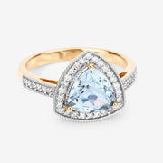 Bids.com 1.58 Carat Genuine Aquamarine and White Diamond 14K Yellow Gold Ring Rings White Smoke size 6.00,size 7.00,size 8.00