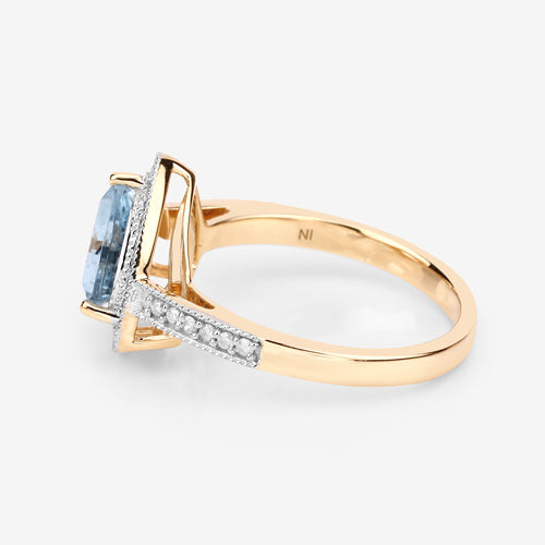 Bids.com 1.58 Carat Genuine Aquamarine and White Diamond 14K Yellow Gold Ring Rings White Smoke size 6.00,size 7.00,size 8.00