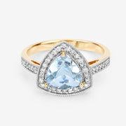 Bids.com 1.58 Carat Genuine Aquamarine and White Diamond 14K Yellow Gold Ring Rings White Smoke size 6.00,size 7.00,size 8.00