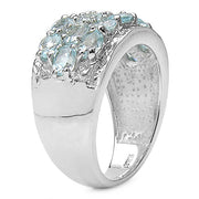 Bids.com 3.24 Carat Genuine Blue Topaz & White Topaz .925 Sterling Silver Ring Rings White Smoke size 7.00,size 6.00,size 8.00,size 9.00