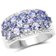 Bids.com 2.76 Carat Genuine Tanzanite and White Topaz .925 Sterling Silver Ring Rings White Smoke size 6.00,size 8.00,size 6.50,size 7.00,size 9.00,size 8.50,size 5.00