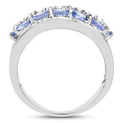Bids.com 2.76 Carat Genuine Tanzanite and White Topaz .925 Sterling Silver Ring Rings White Smoke size 6.00,size 8.00,size 6.50,size 7.00,size 9.00,size 8.50,size 5.00