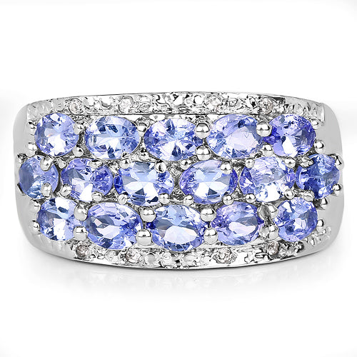 Bids.com 2.76 Carat Genuine Tanzanite and White Topaz .925 Sterling Silver Ring Rings White Smoke size 6.00,size 8.00,size 6.50,size 7.00,size 9.00,size 8.50,size 5.00