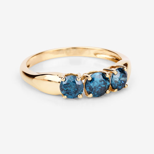 Bids.com 1.03 Carat Genuine Blue Diamond 14K Yellow Gold Ring Rings White Smoke size 6.00,size 7.00,size 8.00