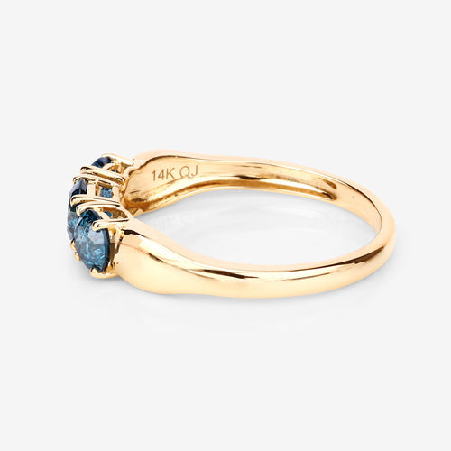 Bids.com 1.03 Carat Genuine Blue Diamond 14K Yellow Gold Ring Rings White Smoke size 6.00,size 7.00,size 8.00